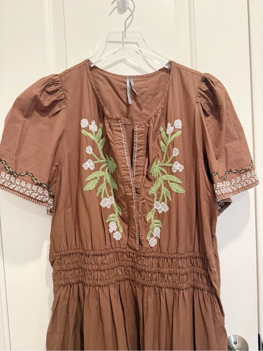 ANTHROPOLOGIE The Somerset Embroidered Maxi Dress in Brown Floral size XL - Picture 5 of 9